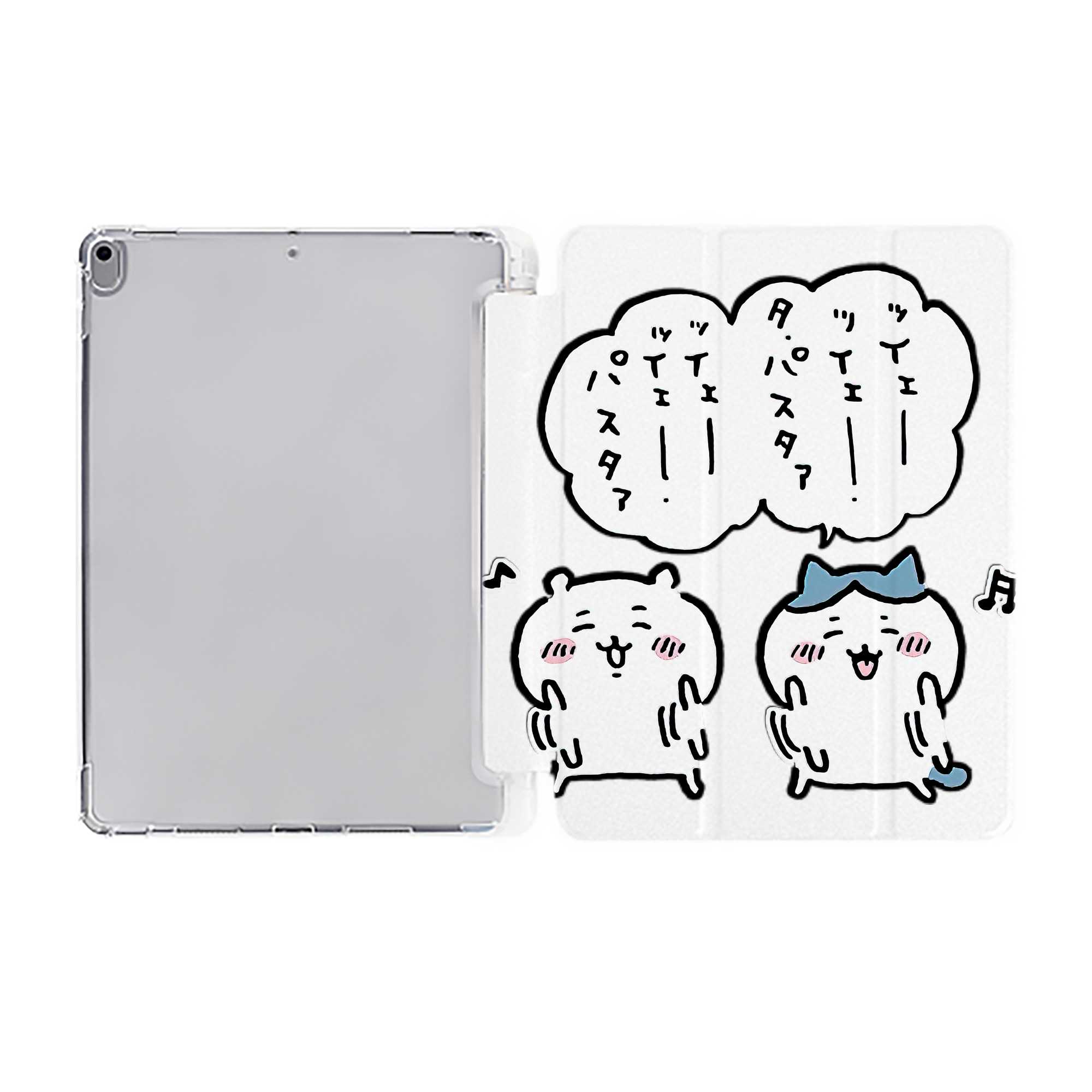 （画像用） ちいかわ ハチワレ Chii-kawa hachiware IPad ケース ペン収納付き 三つ折りスタンド PUレザー×シリコン 対応機種9.5/10.5/10.9インチ